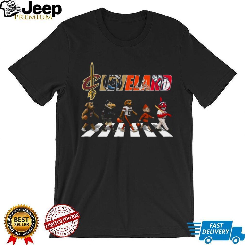 Cleveland Sports Mascots Abbey Road Crossing Cavaliers Browns Guardians T Shirt
