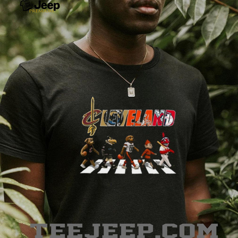Cleveland Sports Mascots Abbey Road Crossing Cavaliers Browns Guardians T Shirt