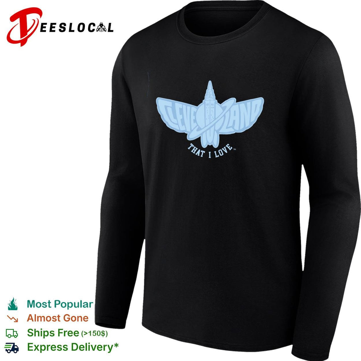Cleveland That I Love city skyline moth butterfly logo shirt
