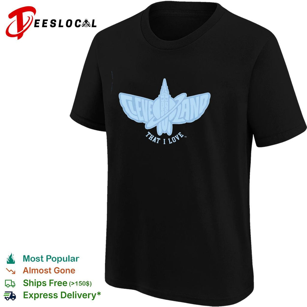 Cleveland That I Love city skyline moth butterfly logo shirt