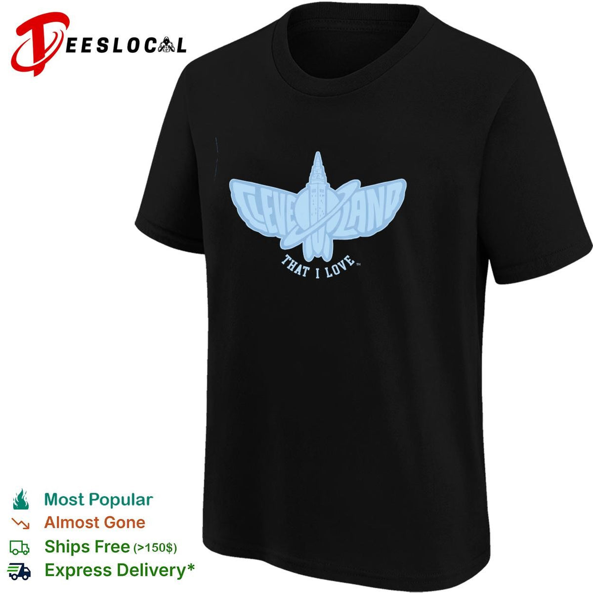 Cleveland That I Love city skyline moth butterfly logo shirt