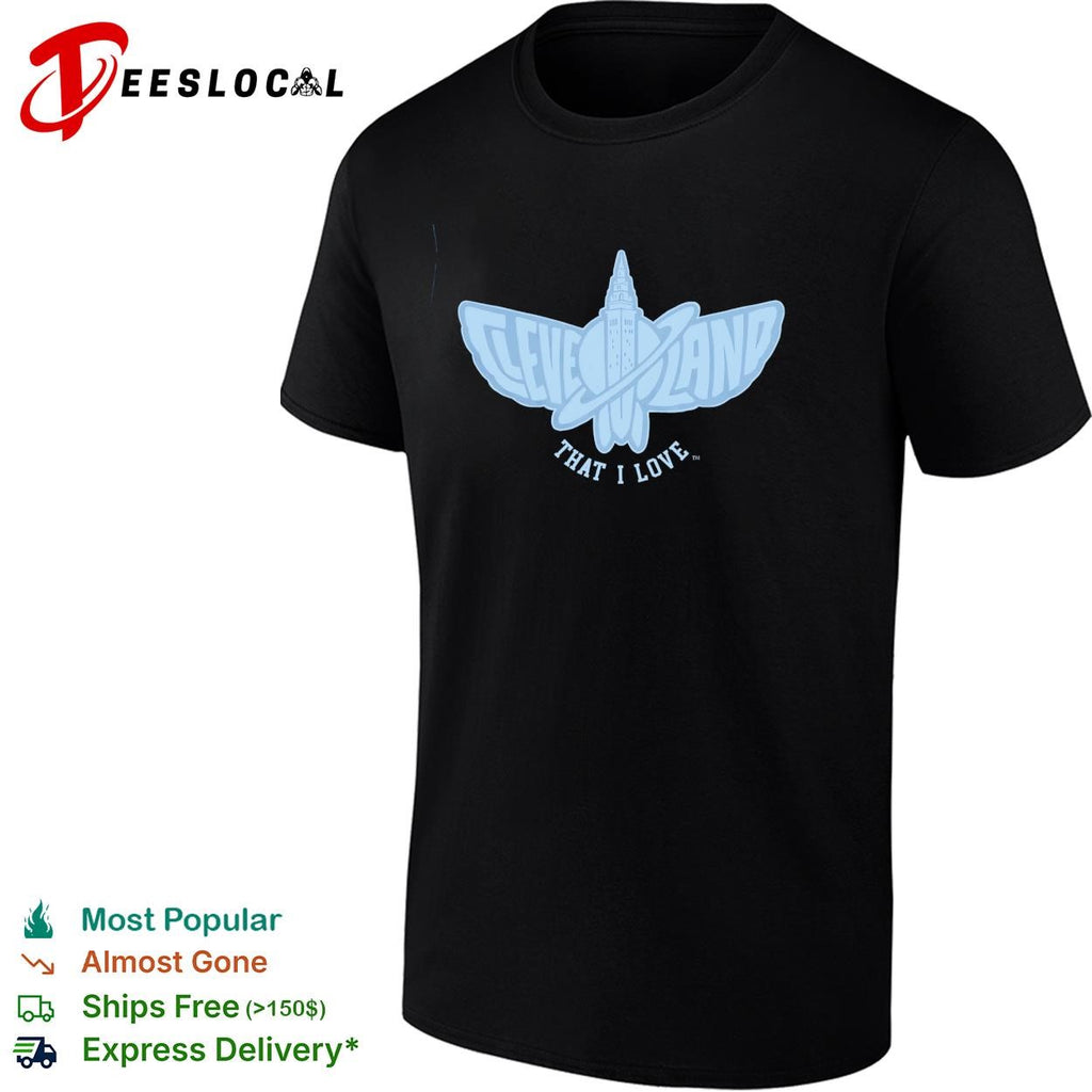 Cleveland That I Love city skyline moth butterfly logo shirt