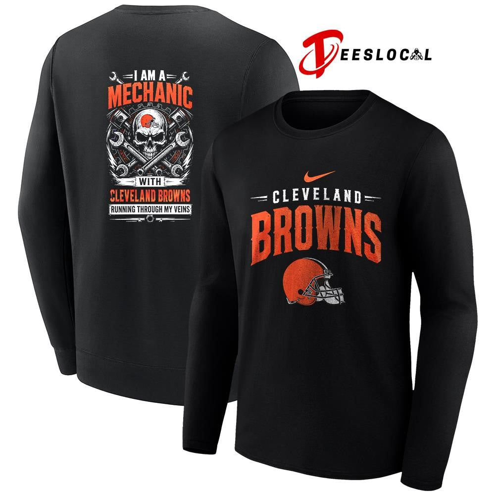 ClevelandBrownsIamamechanicrunningthroughmyveinsskeletonshirt