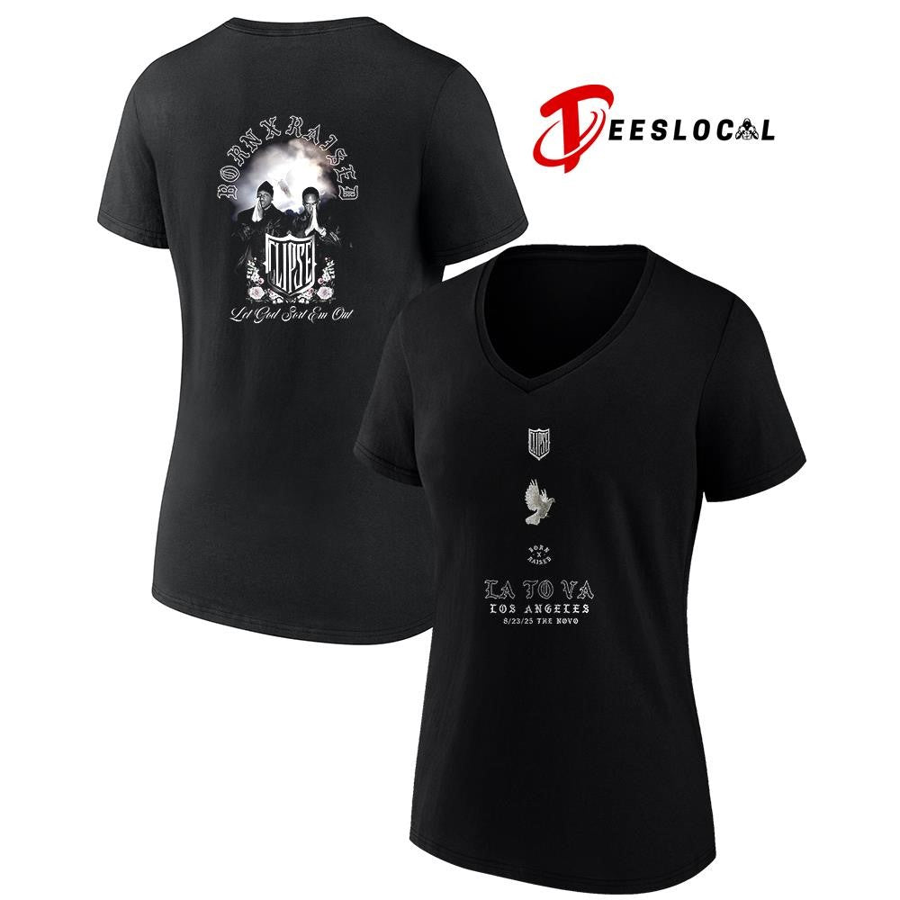 Clipse x Born X Raised Los Angeles to Virginia let God sort em out graphic shirt