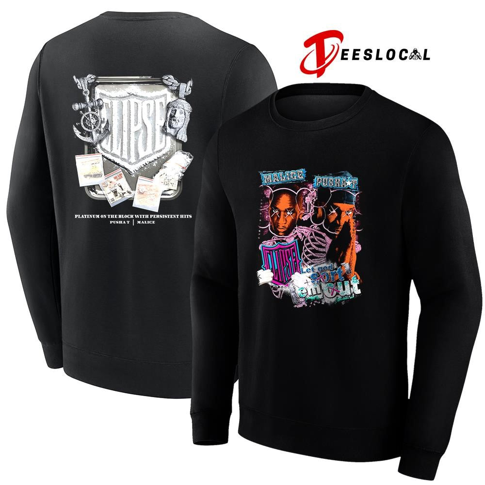 Clipse x Malice Pushat let God sort em out platinum on the block shirt