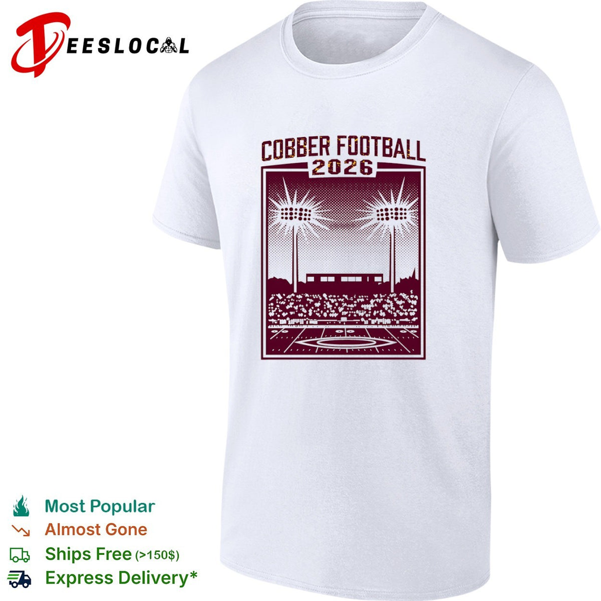 Cobber Football 2026 stadium lights game day crowd shirt