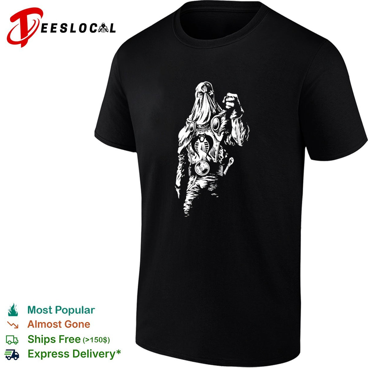 Cobra Commander G I Joe Retro High Contrast Hooded Leader Action Figure Fan shirt