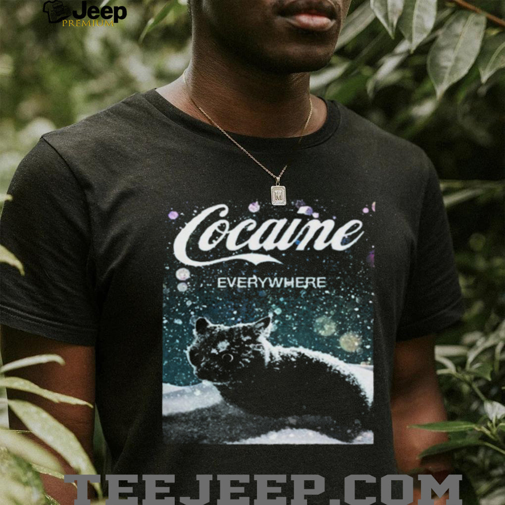 Cocaine Everywhere Funny Snow Cat Winter Holiday T Shirt