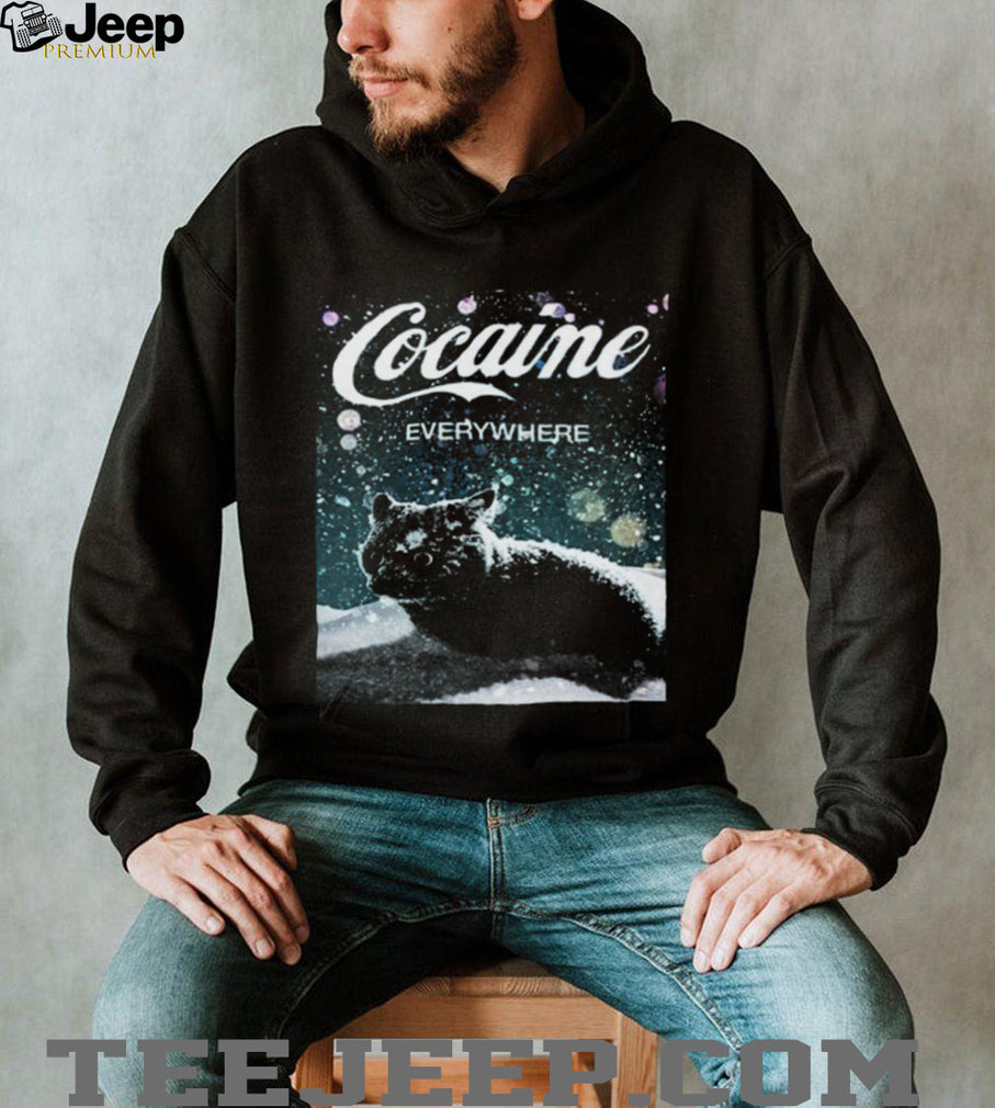 Cocaine Everywhere Funny Snow Cat Winter Holiday T Shirt