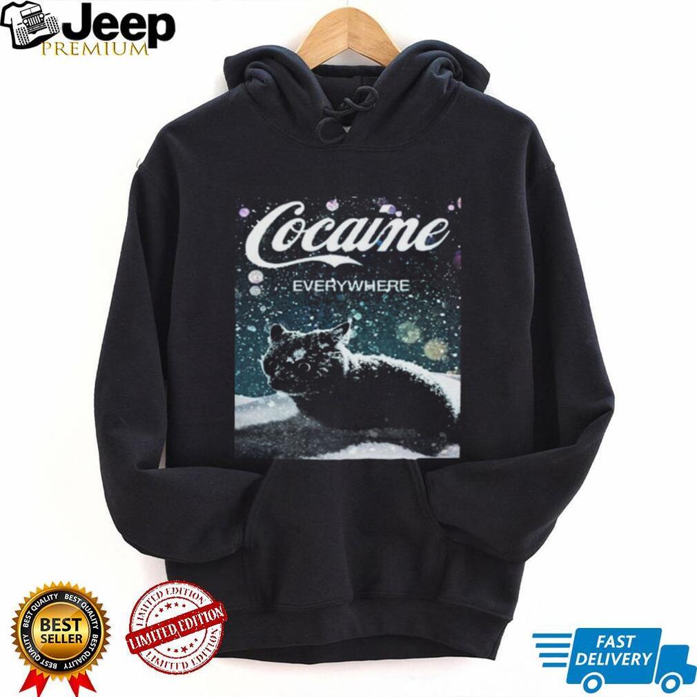 Cocaine Everywhere Funny Snow Cat Winter Holiday T Shirt