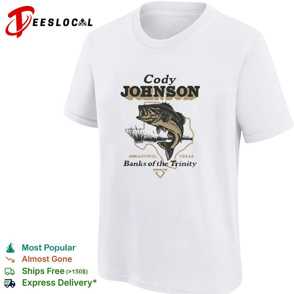Cody Johnson bass fishing Texas banks of the Trinity vintage badge shirt