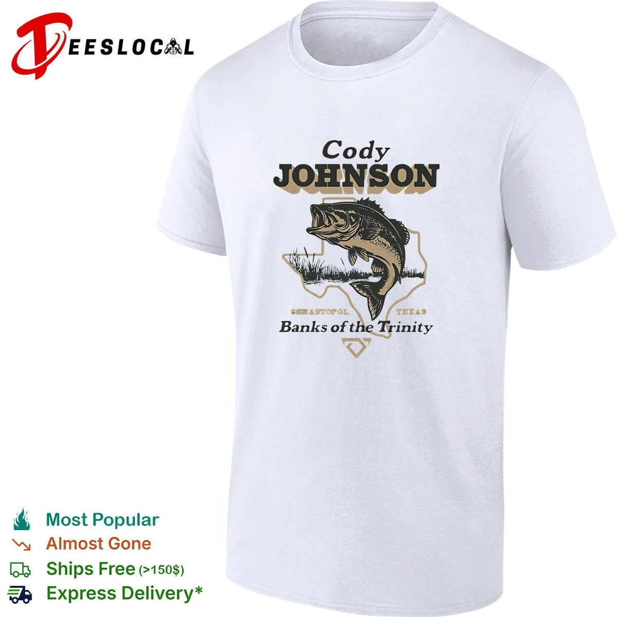 Cody Johnson bass fishing Texas banks of the Trinity vintage badge shirt