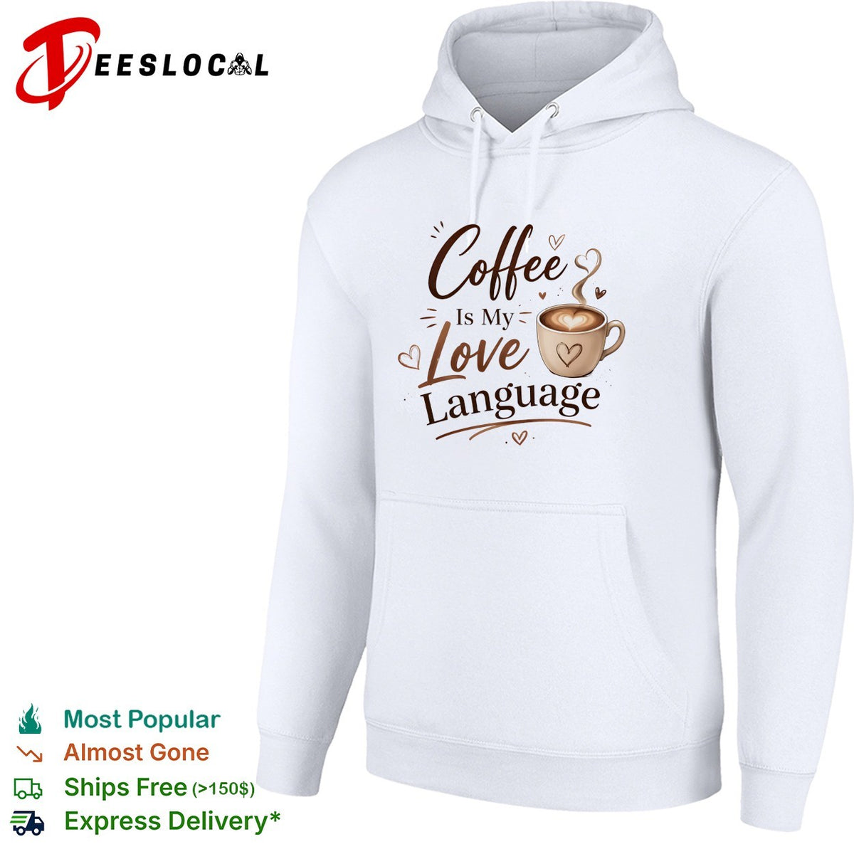 Coffee is my love language bold script cup hearts art shirt
