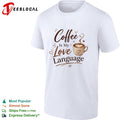 Coffee is my love language bold script cup hearts art shirt