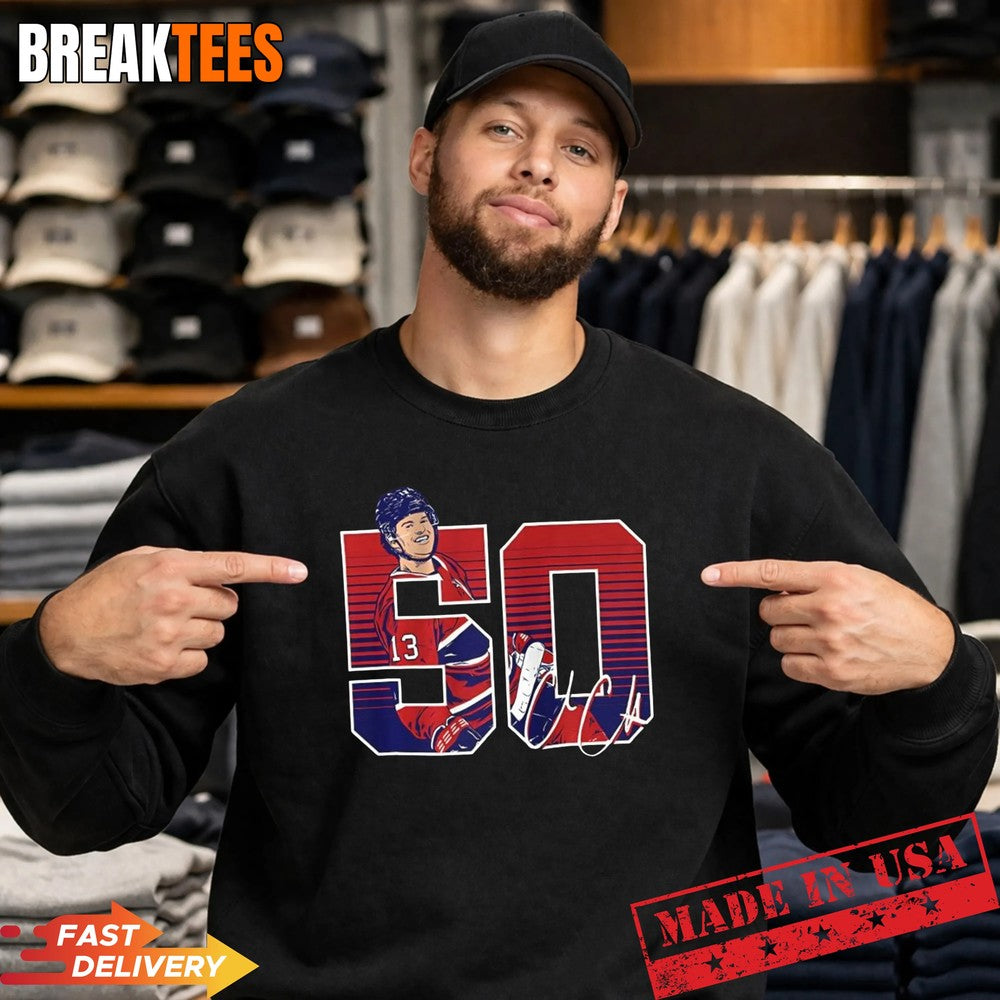 Cole Caufield Montreal Canadiens NHL 50 goals signature t-shirt