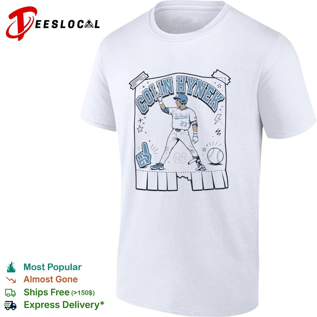 Colin Hynek 1 North Carolina Tar Heels Baseball Shirt