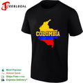 Colombia map flag bold distressed text fan art shirt