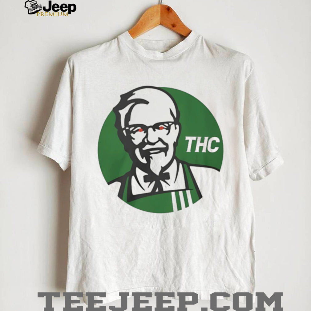 Colonel Sanders KFC Style Green THC Parody Graphic T Shirt