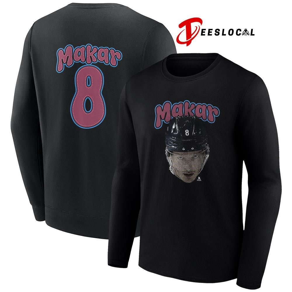 Colorado Avalanche Cale Makar portrait name and number shirt