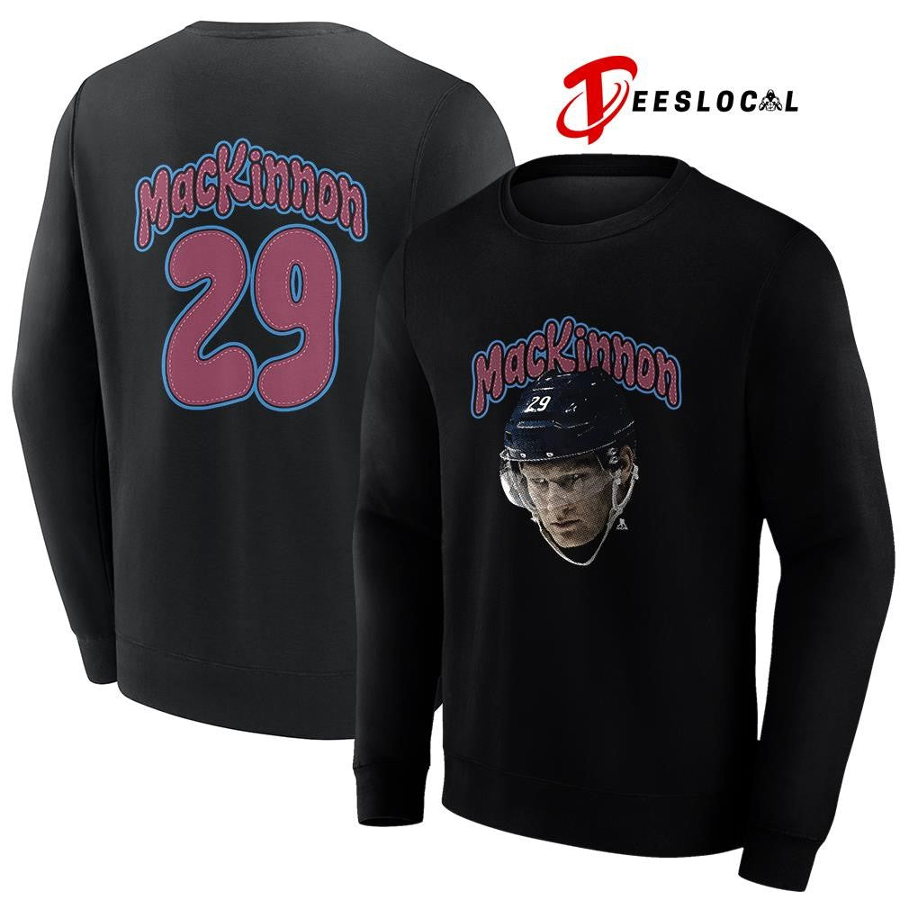 Colorado Avalanche Nathan MacKinnon portrait name and number shirt