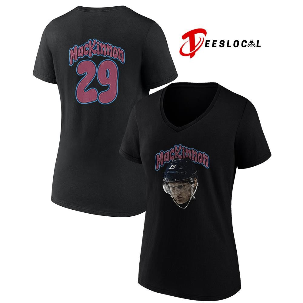 Colorado Avalanche Nathan MacKinnon portrait name and number shirt