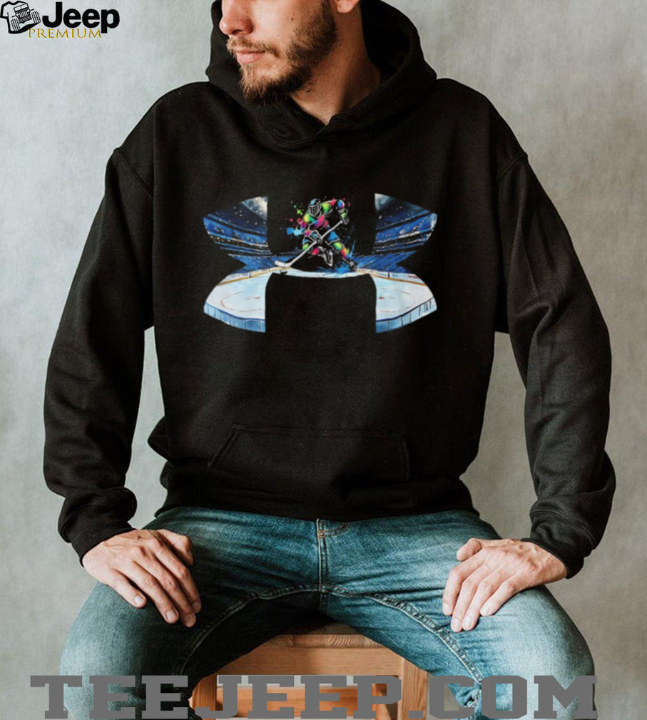 Colorful Abstract Ice Hockey Player Action Graphic T Shirt