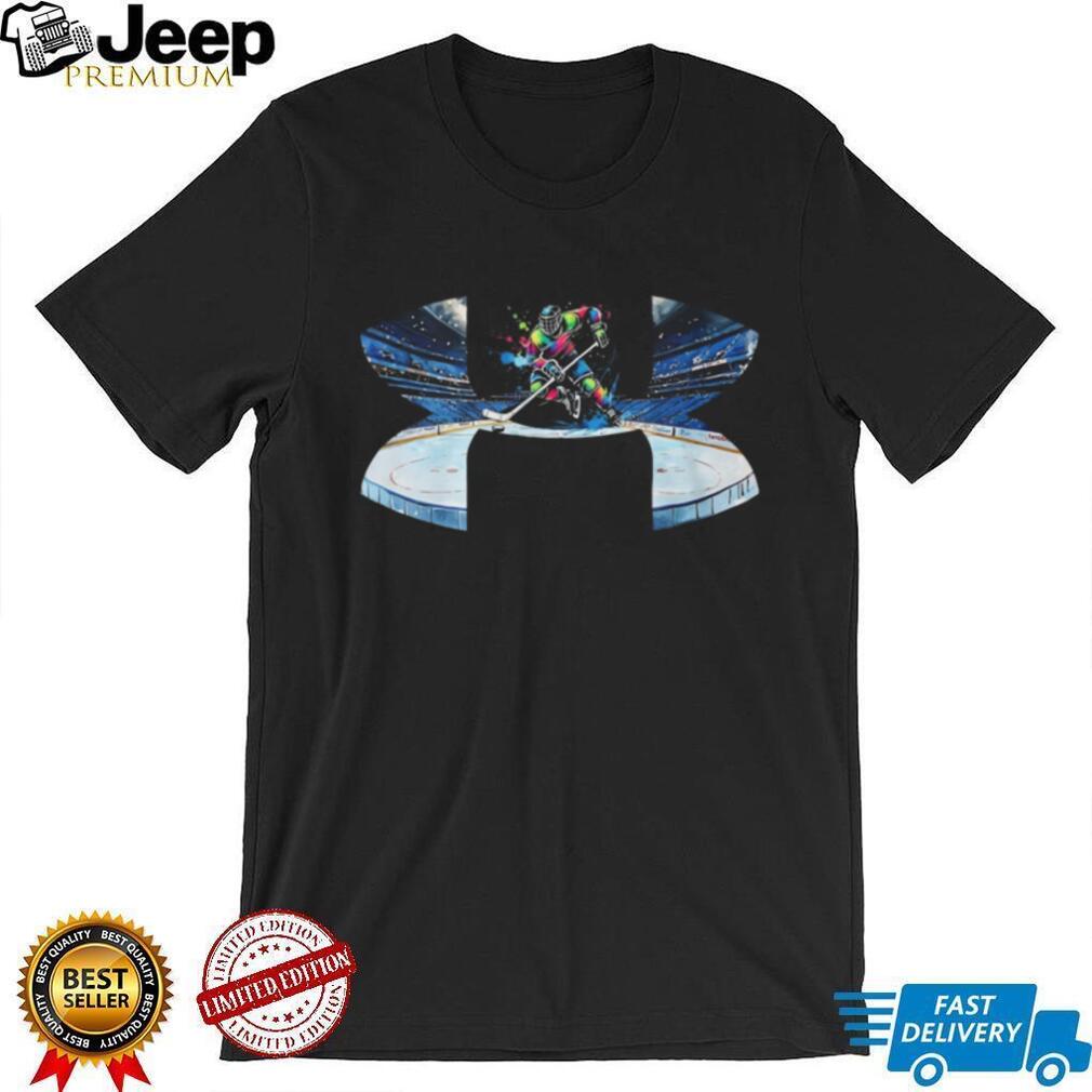 Colorful Abstract Ice Hockey Player Action Graphic T Shirt