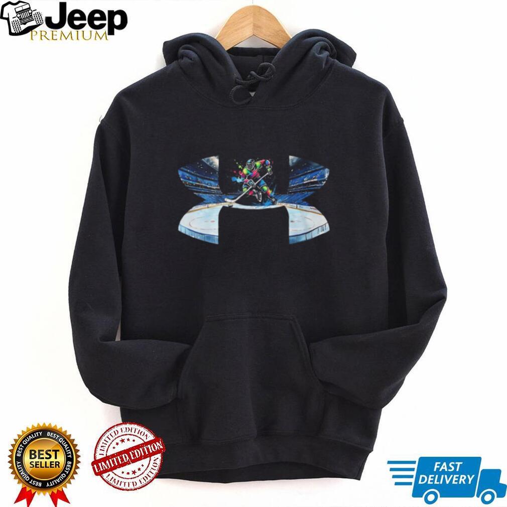 Colorful Abstract Ice Hockey Player Action Graphic T Shirt