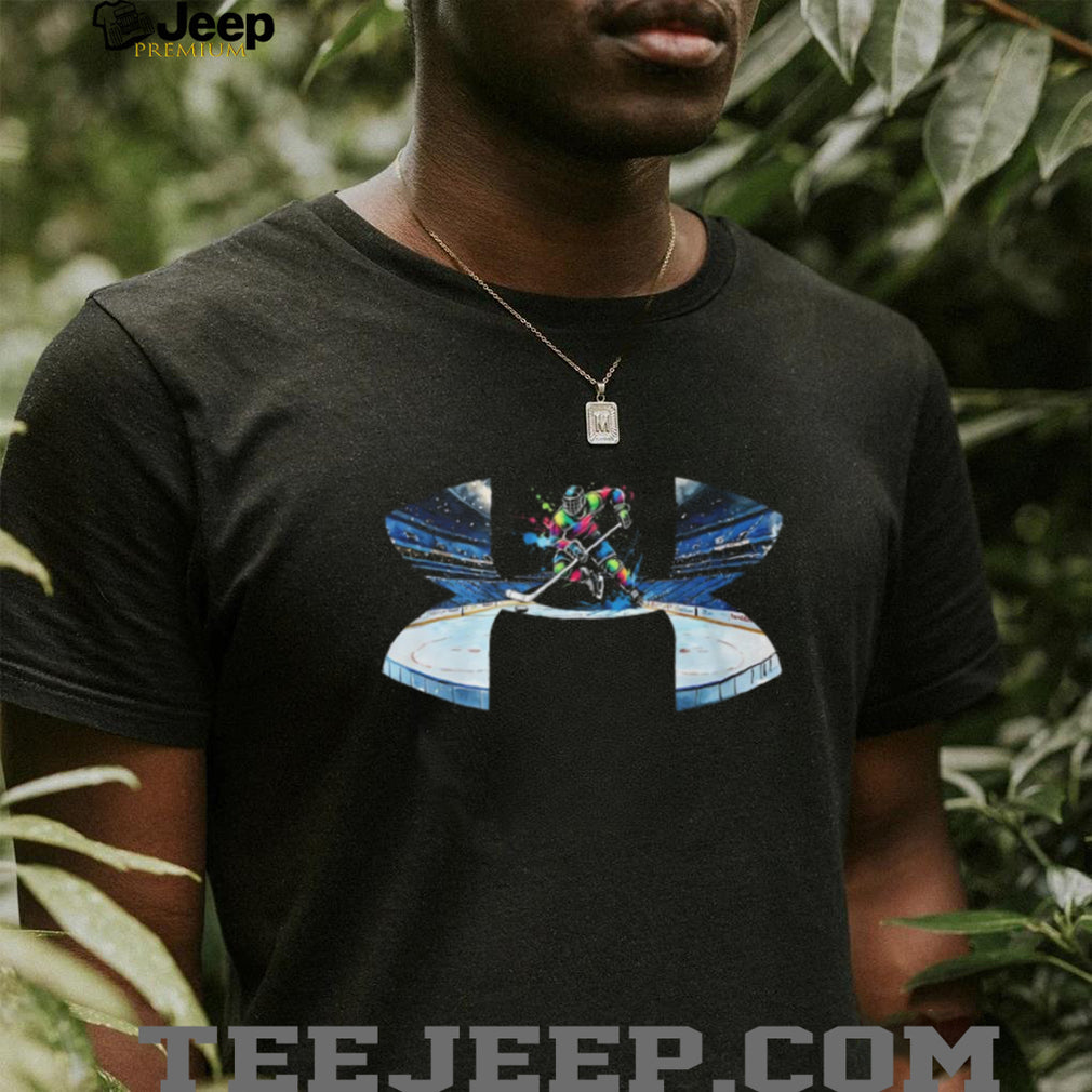 Colorful Abstract Ice Hockey Player Action Graphic T Shirt