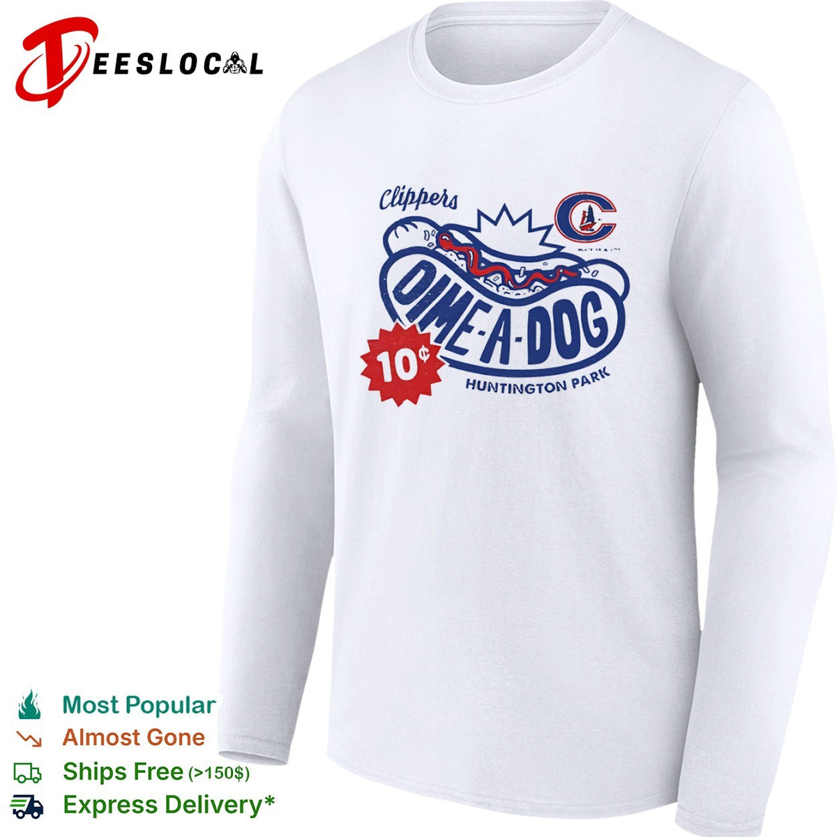 Columbus Clippers dime a dog Huntington Park hot dog 10 cents shirt