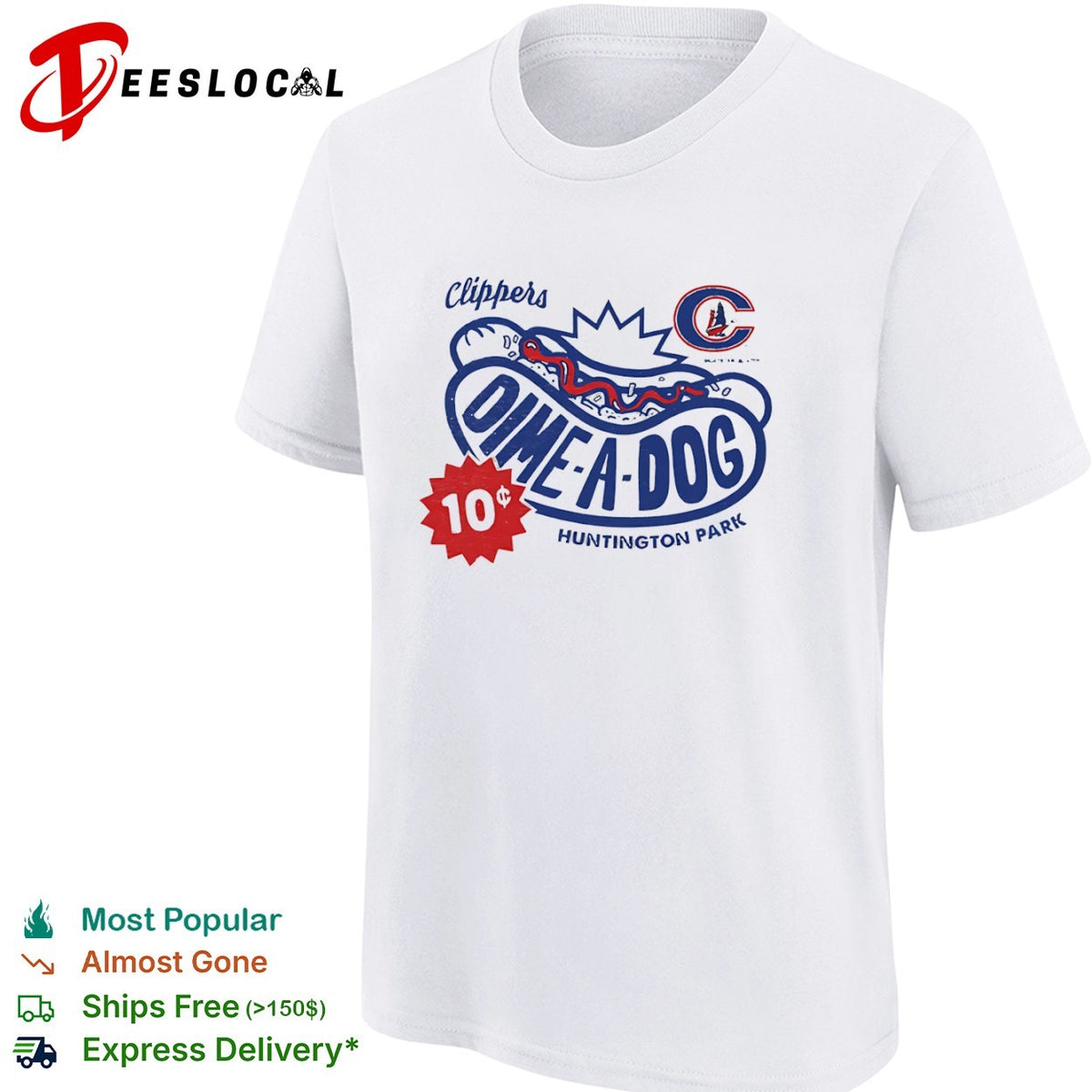 Columbus Clippers dime a dog Huntington Park hot dog 10 cents shirt