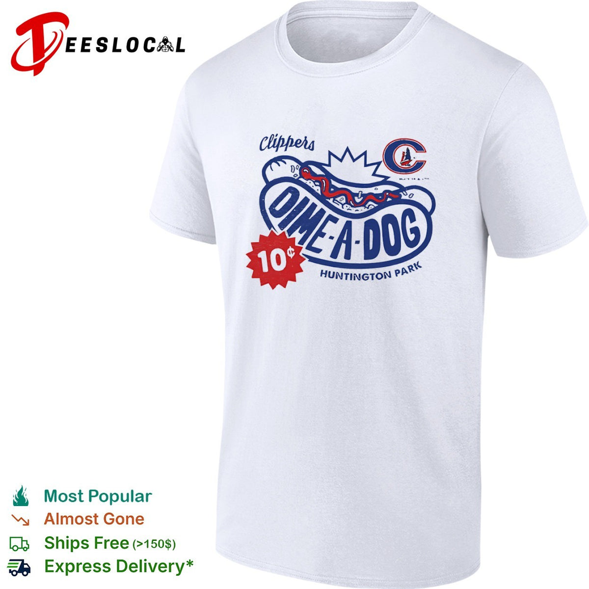 Columbus Clippers dime a dog Huntington Park hot dog 10 cents shirt