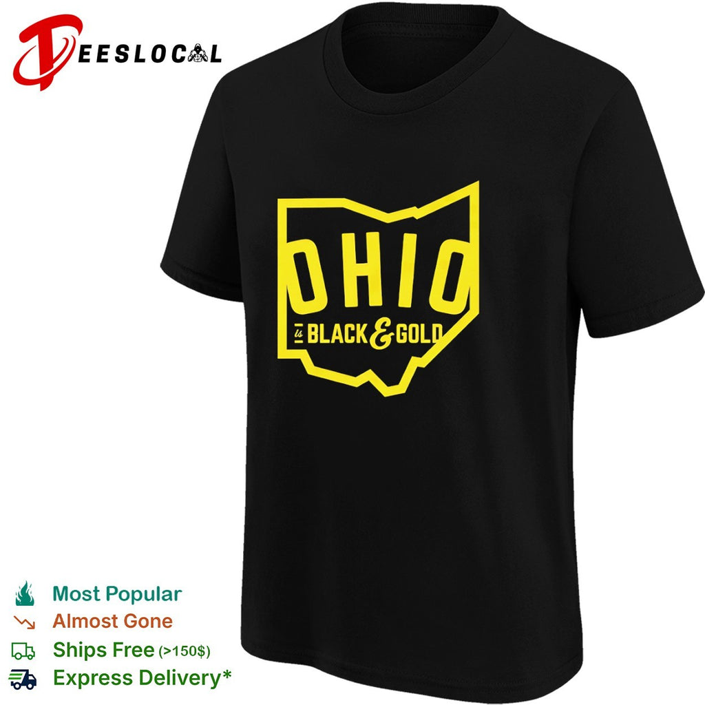 Columbus Crew state map Ohio is black and gold shirt