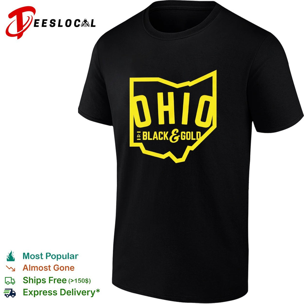 Columbus Crew state map Ohio is black and gold shirt