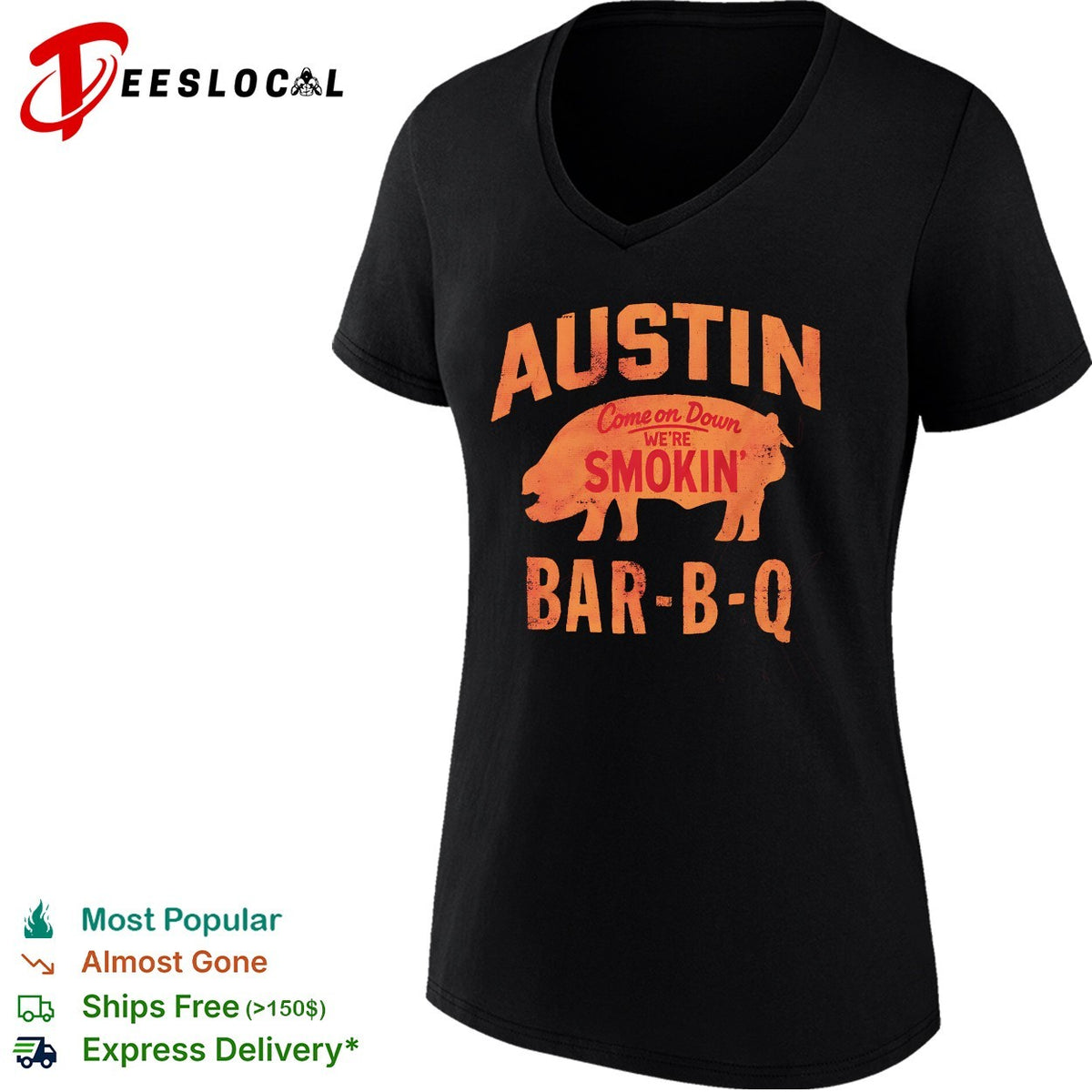 Come on down we’re smokin barbecue pig vintage badge shirt