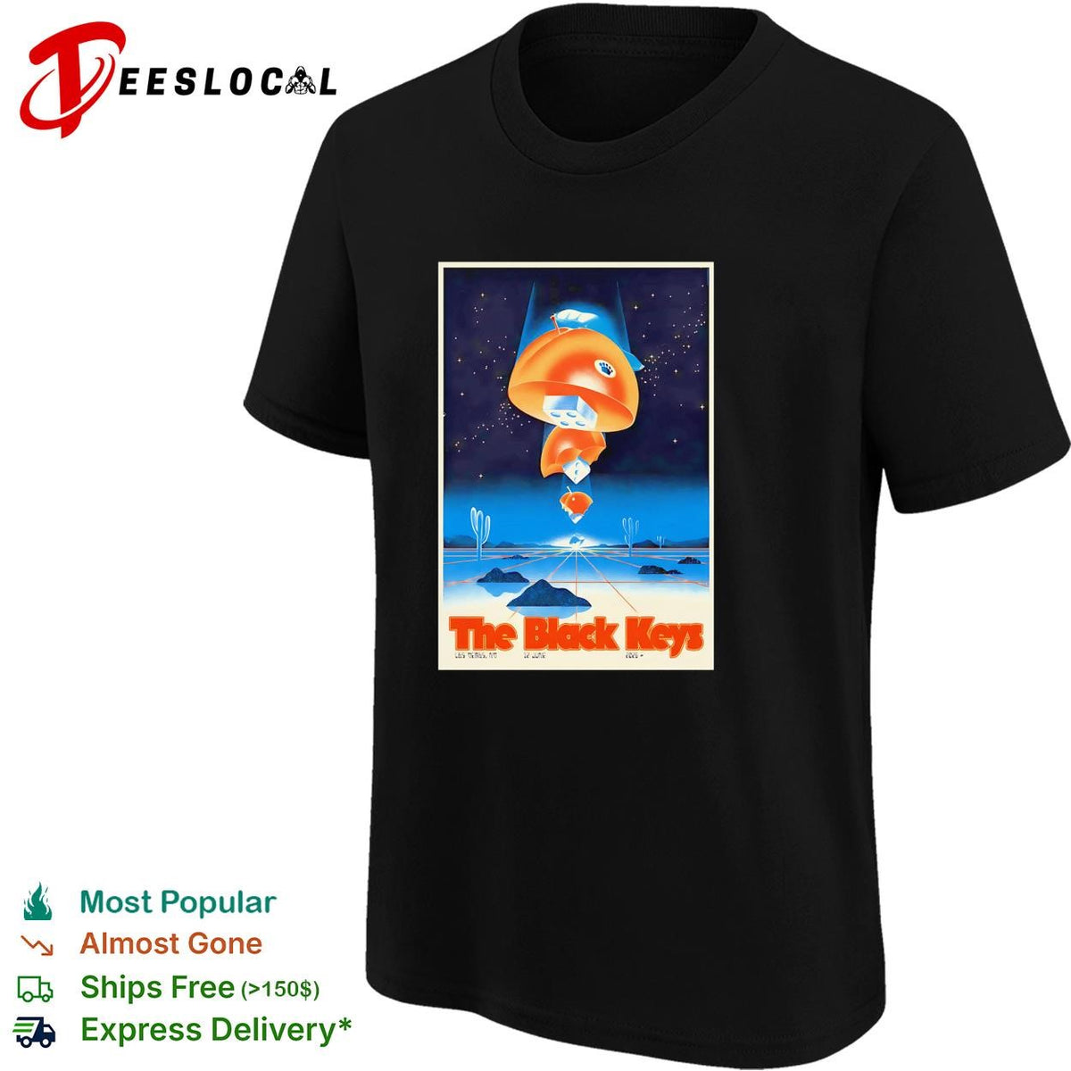 Concert poster floating fish space desert surreal vintage framed art shirt