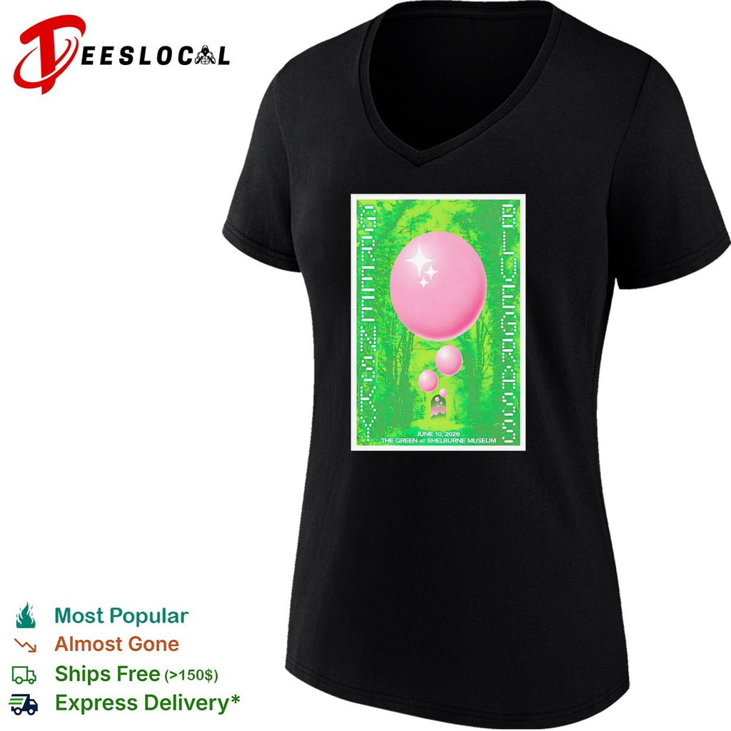 Concert poster pink balloon green forest Shelburne Museum shirt