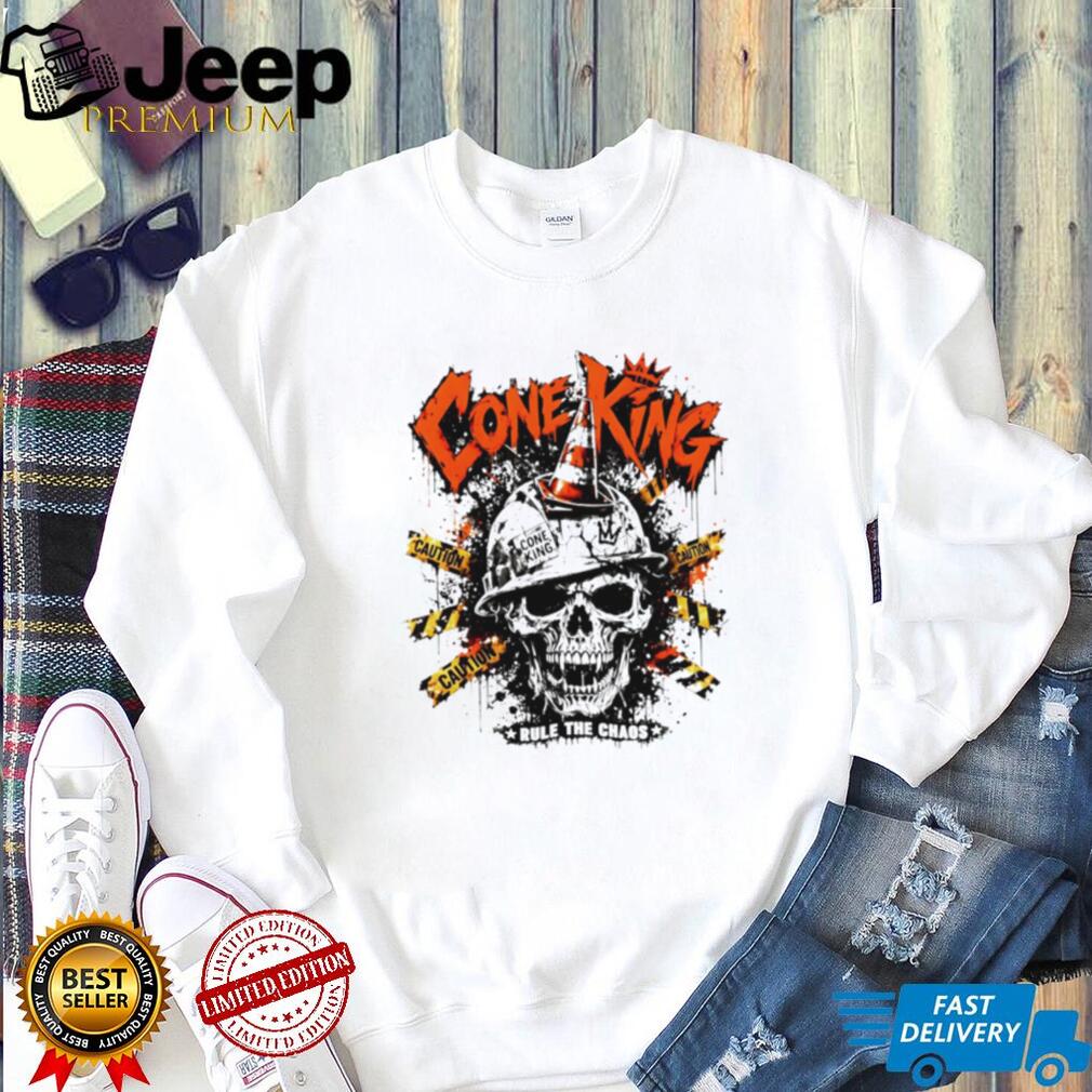 Cone King Rule The Chaos Construction Skull Graphic T Shirt