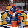 Connor McDavid x Edmonton Oilers x Erie Otters Split Color Hockey Jersey – No.97 Legacy Edition