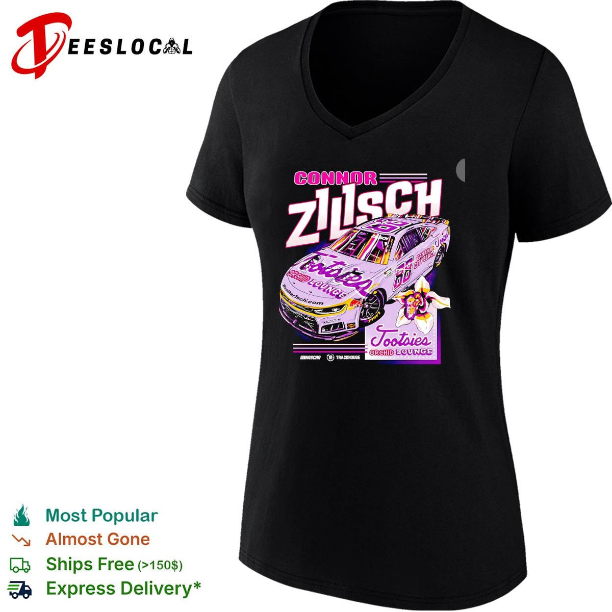 Connor Zilisch 68 Tootsies Orchid Lounge Trackhouse NASCAR graphic shirt
