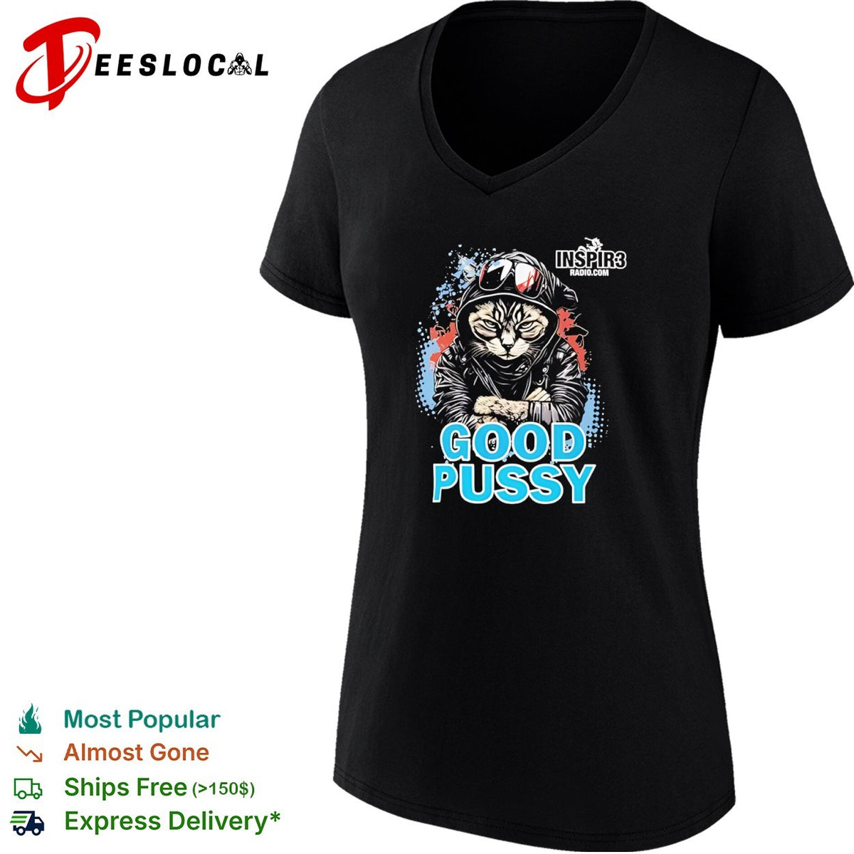 Cool Cat Good Pussy Inspir3 Radio Com Graphic Artistic Urban Animal Pop Culture shirt