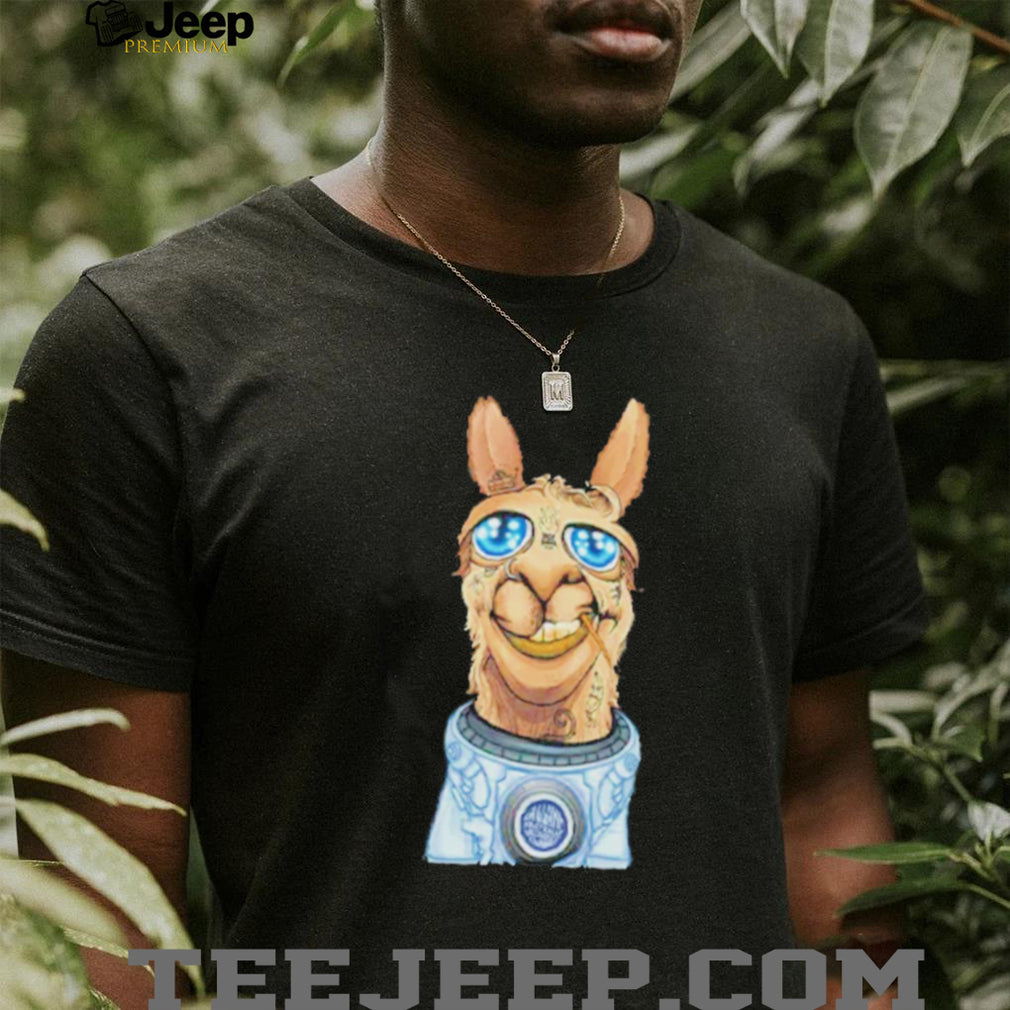 Cool Llama Sunglasses Astronaut Space Graphic Black Streetwear T Shirt