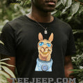 Cool Llama Sunglasses Astronaut Space Graphic Black Streetwear T Shirt