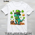 Cool St. Patrick’s Day T Rex Dinosaur with Sunglasses & Pot of Gold T Shirt
