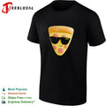 Cool kawaii pizza slice wearing sunglasses smiling cute food character shirt