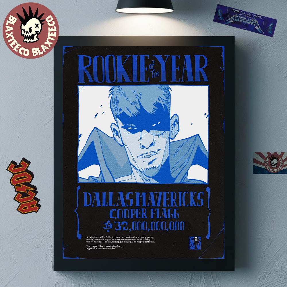 Cooper Flagg Dallas Mavericks Rookie Of The Year Bounty Wanted Home Decor Poster Canvas