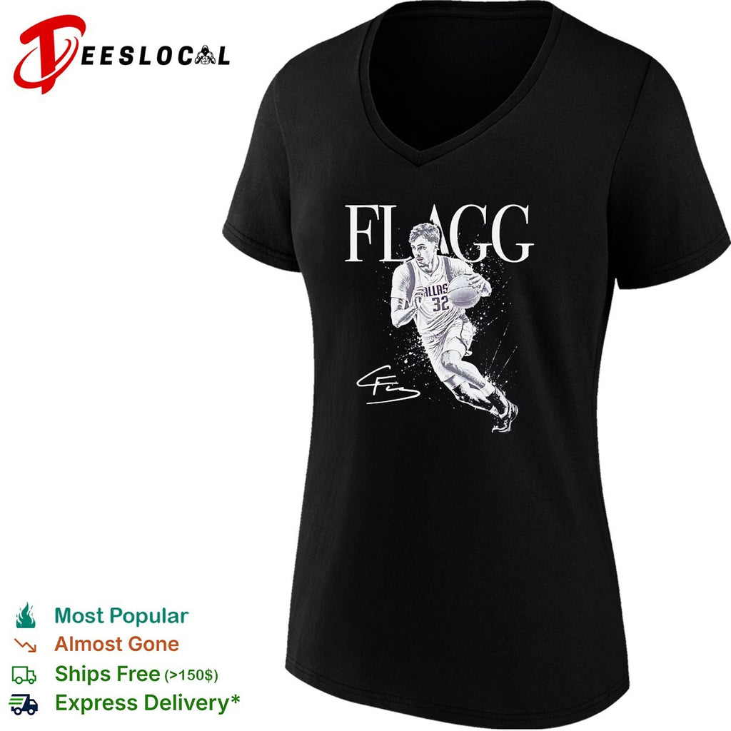 Cooper Flagg Dallas Mavericks number 32 NBA action portrait shirt