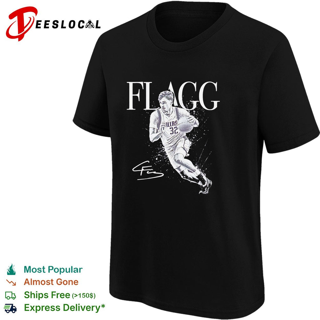 Cooper Flagg Dallas Mavericks number 32 NBA action portrait shirt