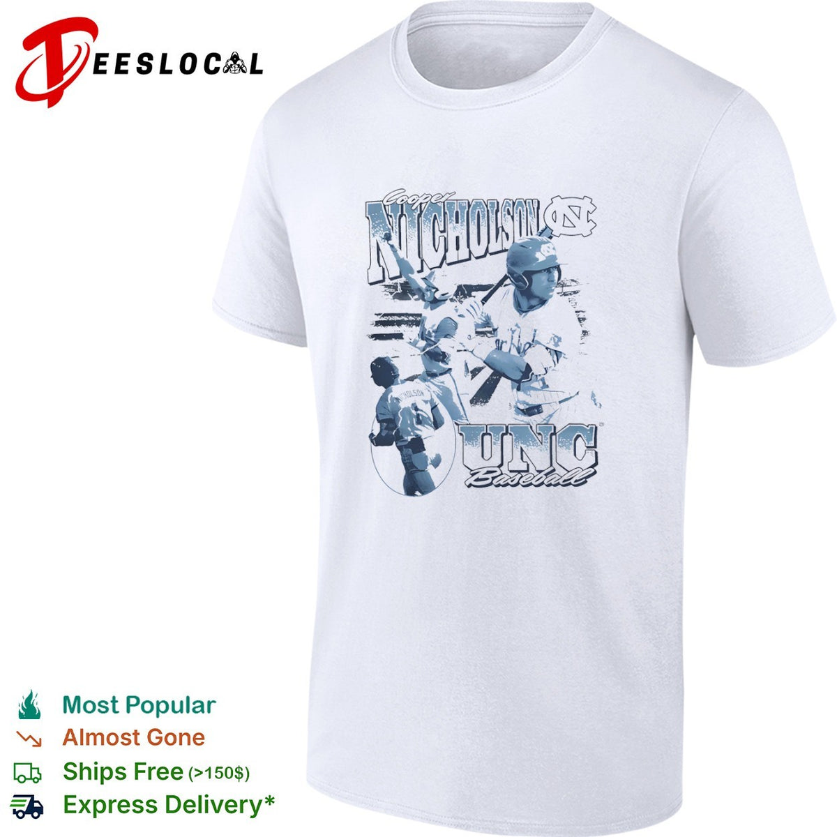 Cooper Nicholson UNC player collage baseball shirt