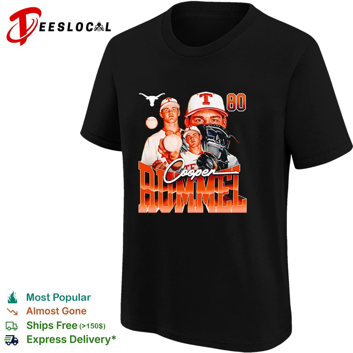 Cooper Rummel Texas Longhorns 80 NCAA Baseball Player Shirt